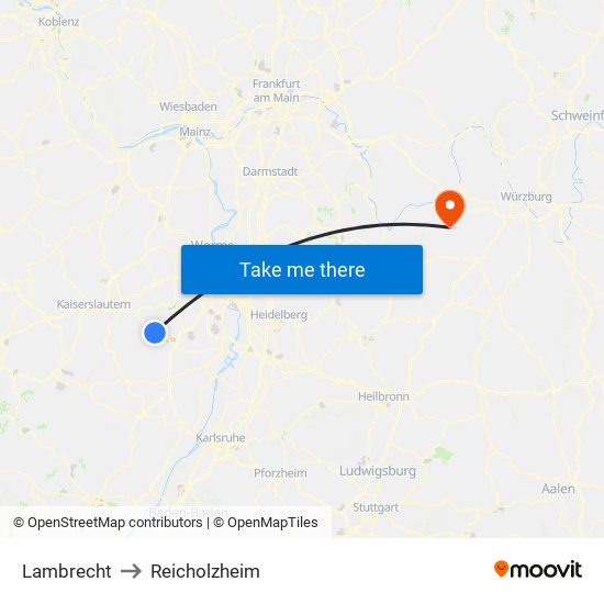 Lambrecht to Reicholzheim map
