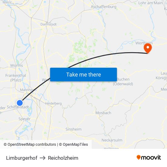 Limburgerhof to Reicholzheim map