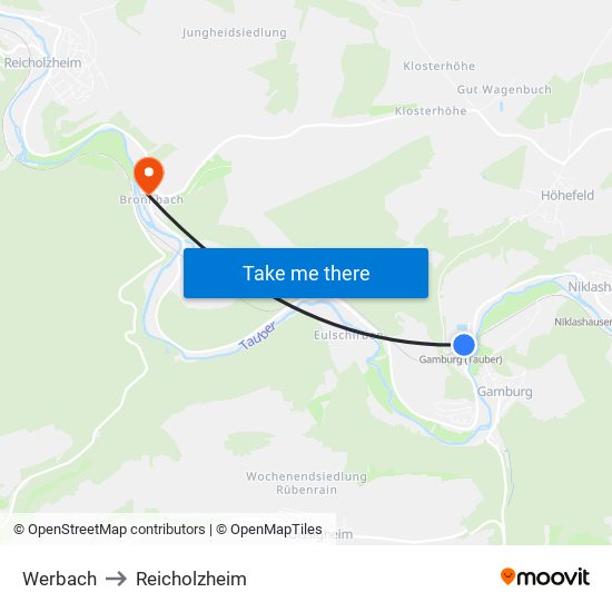 Werbach to Reicholzheim map