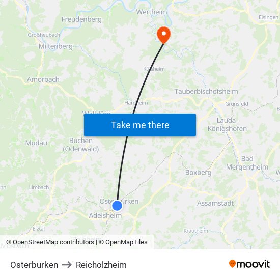 Osterburken to Reicholzheim map