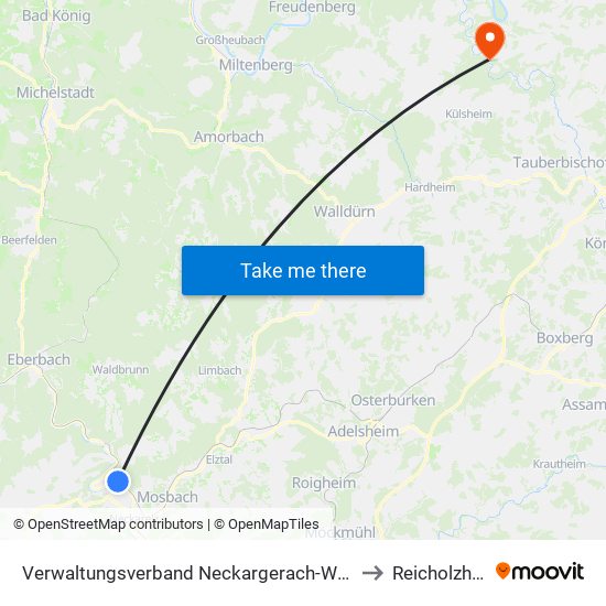 Verwaltungsverband Neckargerach-Waldbrunn to Reicholzheim map