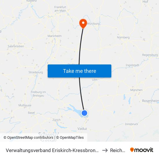 Verwaltungsverband Eriskirch-Kressbronn am Bodensee-Langenargen to Reicholzheim map