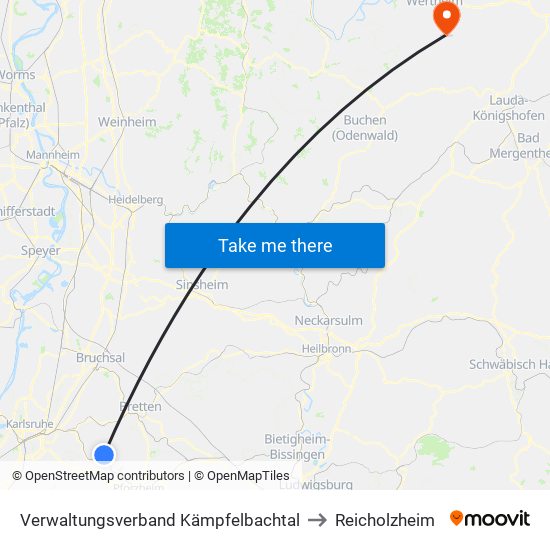 Verwaltungsverband Kämpfelbachtal to Reicholzheim map