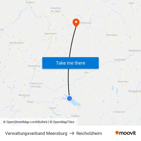 Verwaltungsverband Meersburg to Reicholzheim map