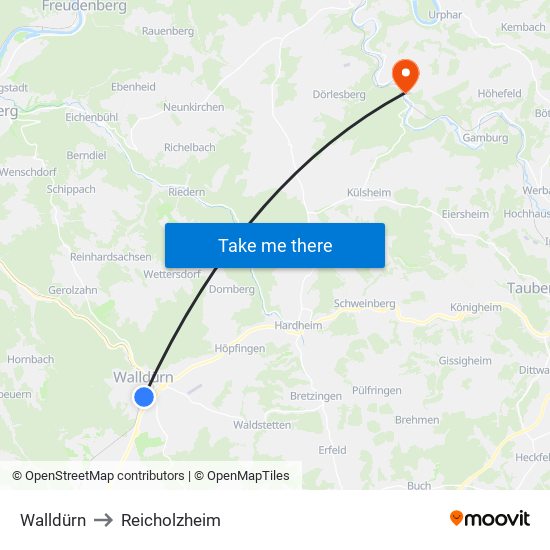 Walldürn to Reicholzheim map