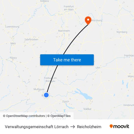 Verwaltungsgemeinschaft Lörrach to Reicholzheim map