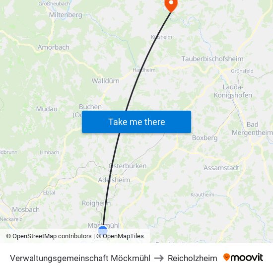 Verwaltungsgemeinschaft Möckmühl to Reicholzheim map
