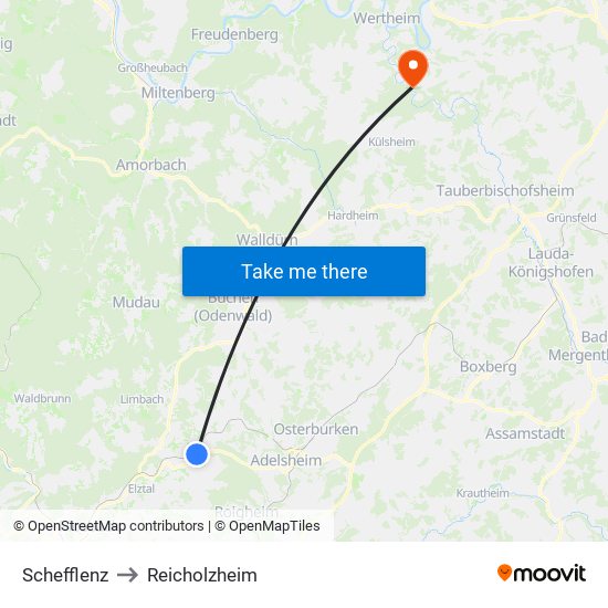 Schefflenz to Reicholzheim map