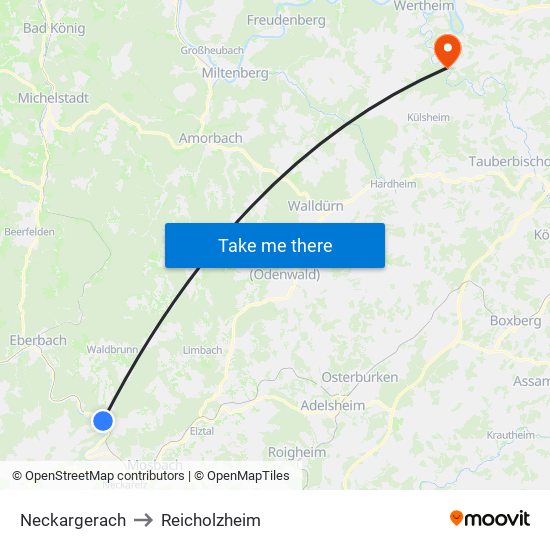 Neckargerach to Reicholzheim map