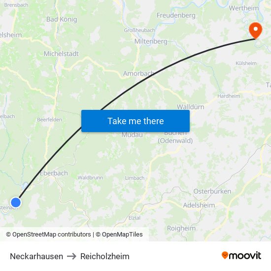 Neckarhausen to Reicholzheim map