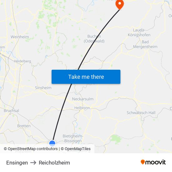 Ensingen to Reicholzheim map