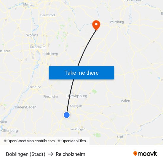 Böblingen (Stadt) to Reicholzheim map