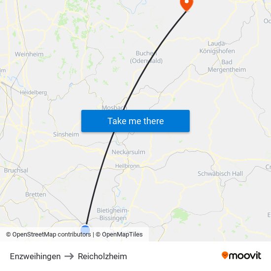 Enzweihingen to Reicholzheim map