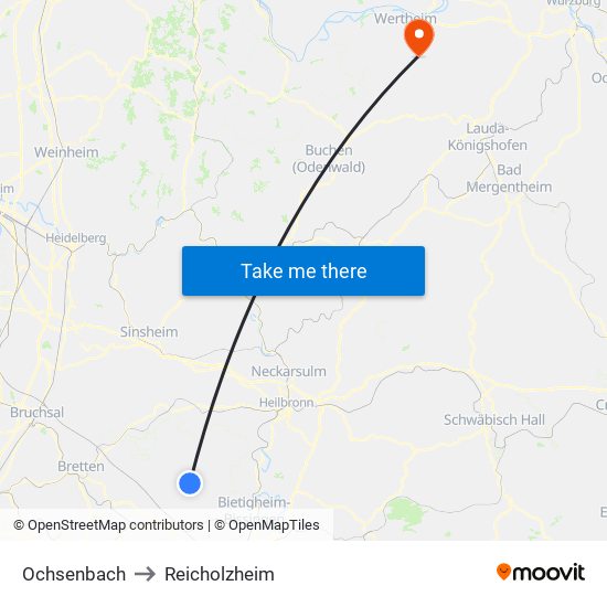 Ochsenbach to Reicholzheim map