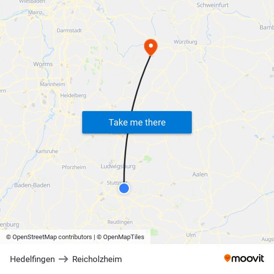 Hedelfingen to Reicholzheim map