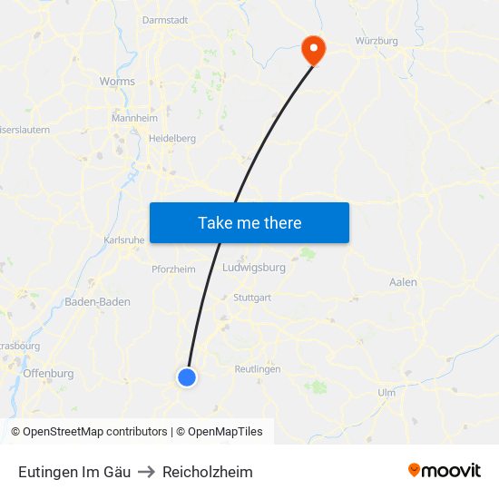 Eutingen Im Gäu to Reicholzheim map