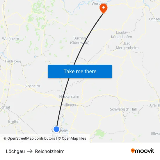 Löchgau to Reicholzheim map