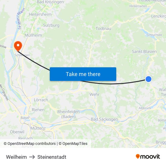 Weilheim to Steinenstadt map