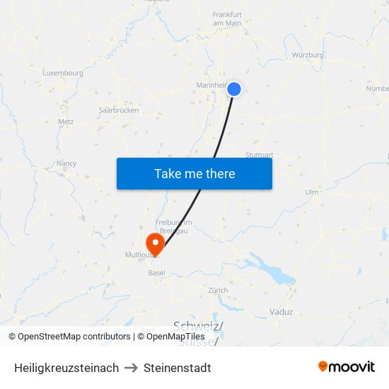 Heiligkreuzsteinach to Steinenstadt map