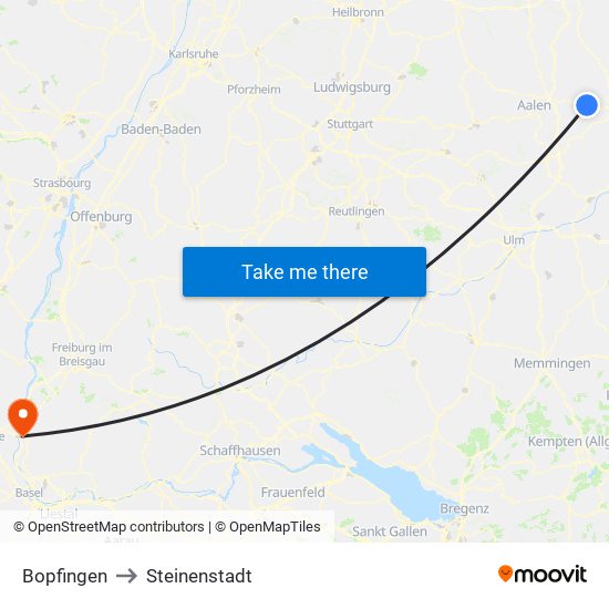 Bopfingen to Steinenstadt map