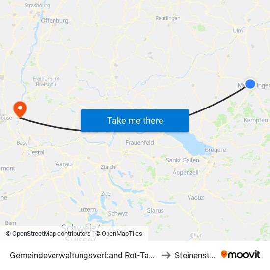 Gemeindeverwaltungsverband Rot-Tannheim to Steinenstadt map