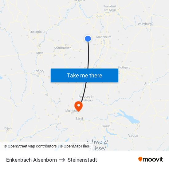 Enkenbach-Alsenborn to Steinenstadt map