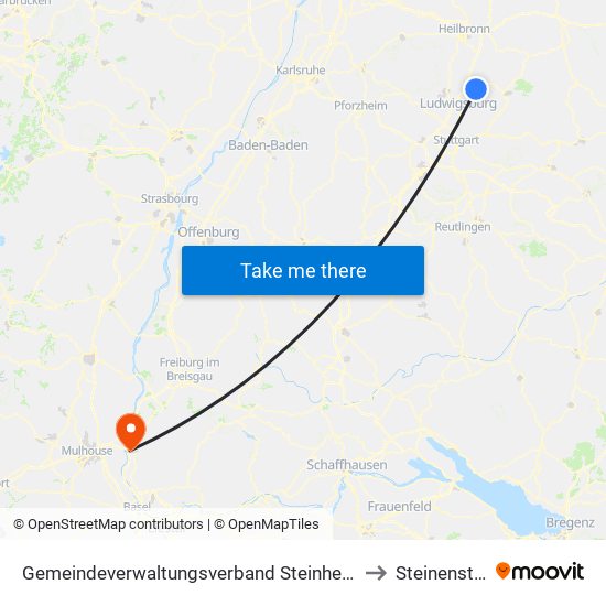 Gemeindeverwaltungsverband Steinheim-Murr to Steinenstadt map