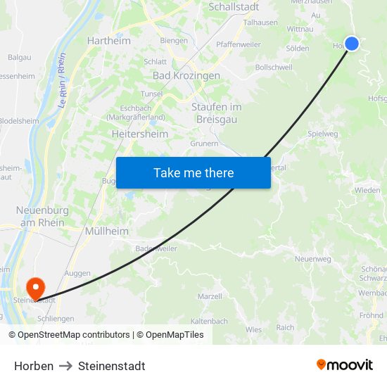Horben to Steinenstadt map