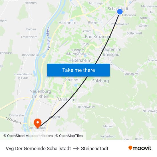 Vvg Der Gemeinde Schallstadt to Steinenstadt map