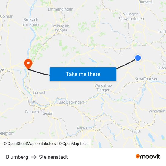 Blumberg to Steinenstadt map