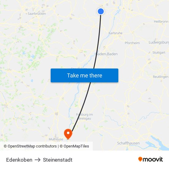 Edenkoben to Steinenstadt map