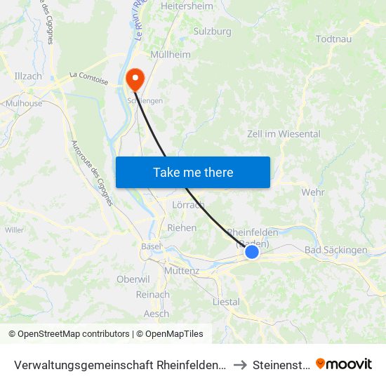 Verwaltungsgemeinschaft Rheinfelden (Baden) to Steinenstadt map