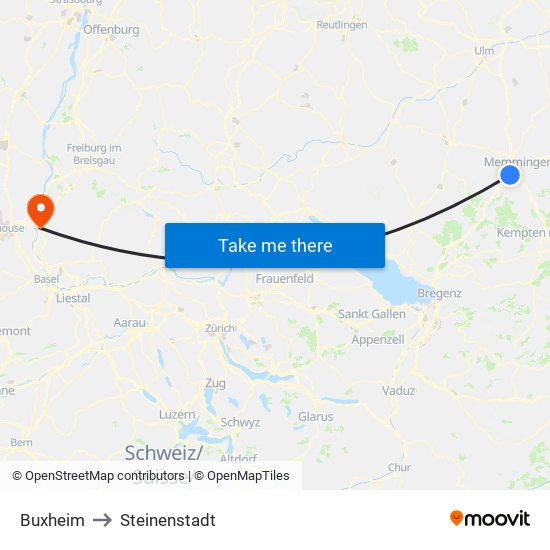 Buxheim to Steinenstadt map