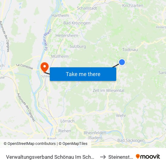 Verwaltungsverband Schönau Im Schwarzwald to Steinenstadt map