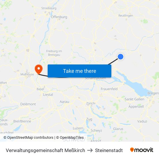 Verwaltungsgemeinschaft Meßkirch to Steinenstadt map