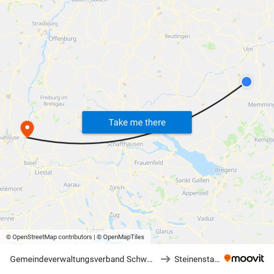 Gemeindeverwaltungsverband Schwendi to Steinenstadt map