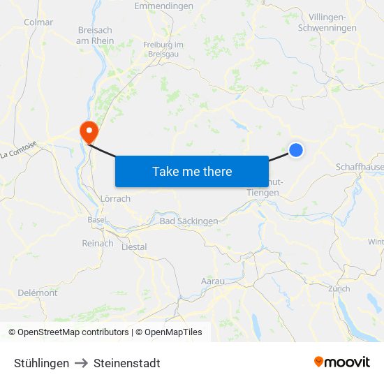 Stühlingen to Steinenstadt map