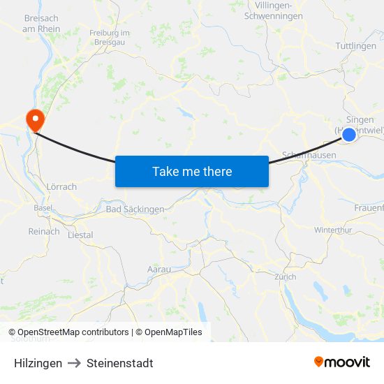 Hilzingen to Steinenstadt map