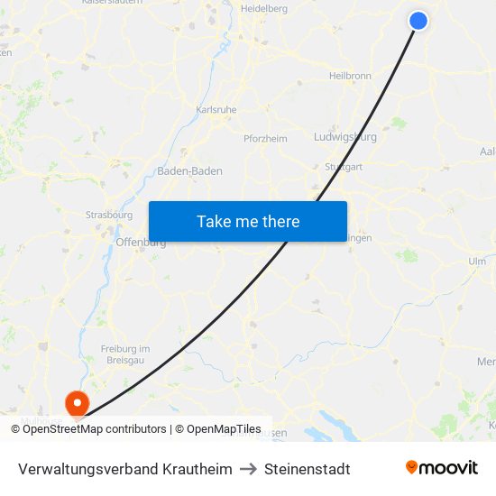 Verwaltungsverband Krautheim to Steinenstadt map