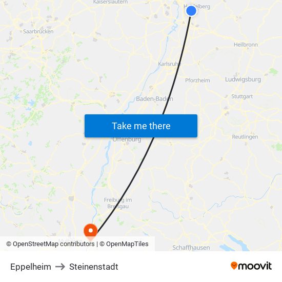 Eppelheim to Steinenstadt map