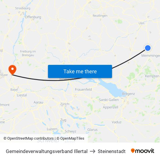 Gemeindeverwaltungsverband Illertal to Steinenstadt map