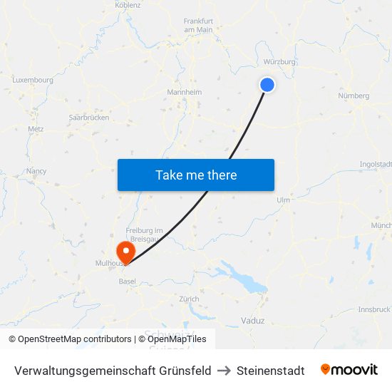 Verwaltungsgemeinschaft Grünsfeld to Steinenstadt map