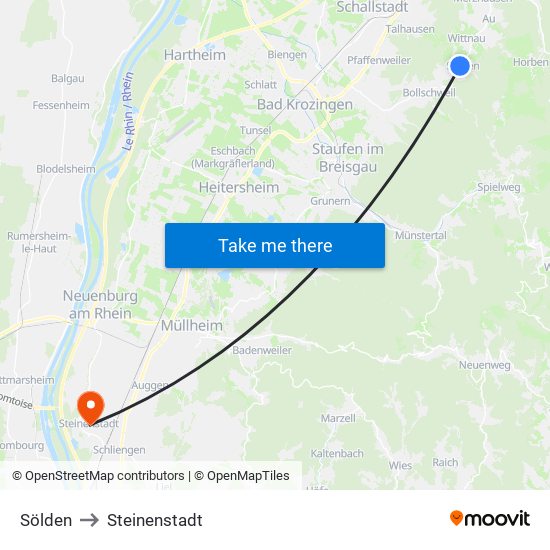 Sölden to Steinenstadt map