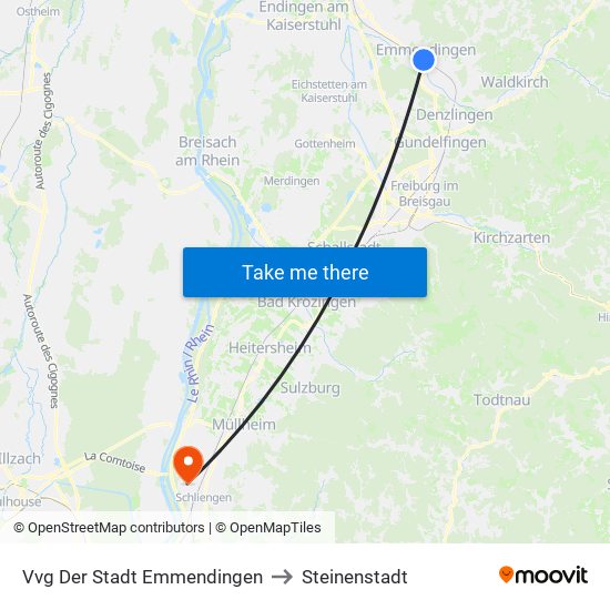 Vvg Der Stadt Emmendingen to Steinenstadt map