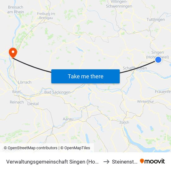 Verwaltungsgemeinschaft Singen (Hohentwiel) to Steinenstadt map