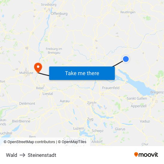 Wald to Steinenstadt map