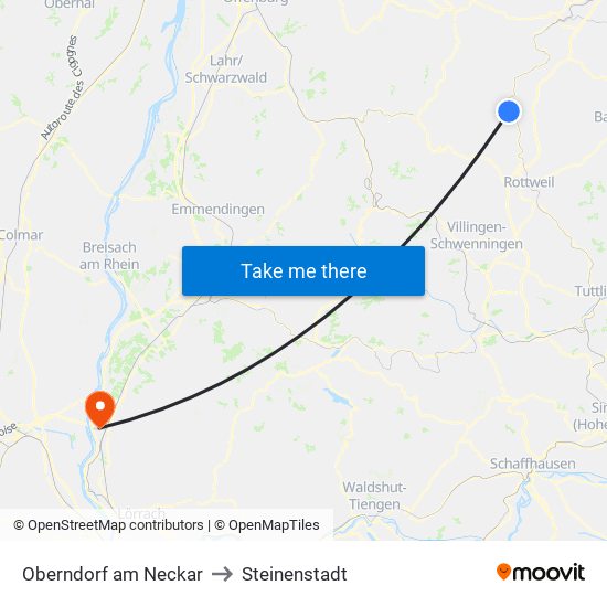 Oberndorf am Neckar to Steinenstadt map