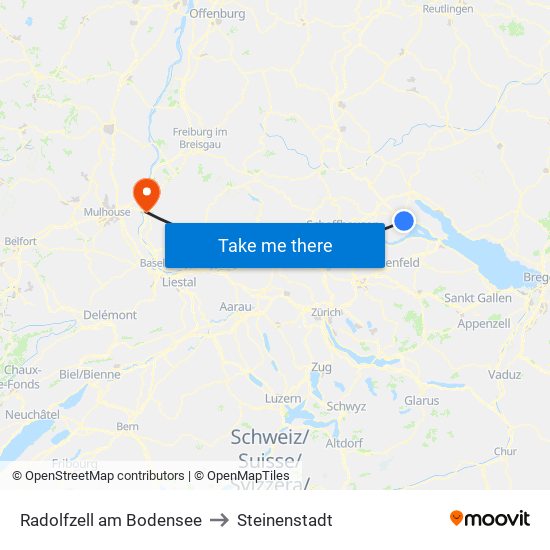 Radolfzell am Bodensee to Steinenstadt map