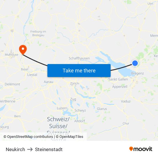 Neukirch to Steinenstadt map