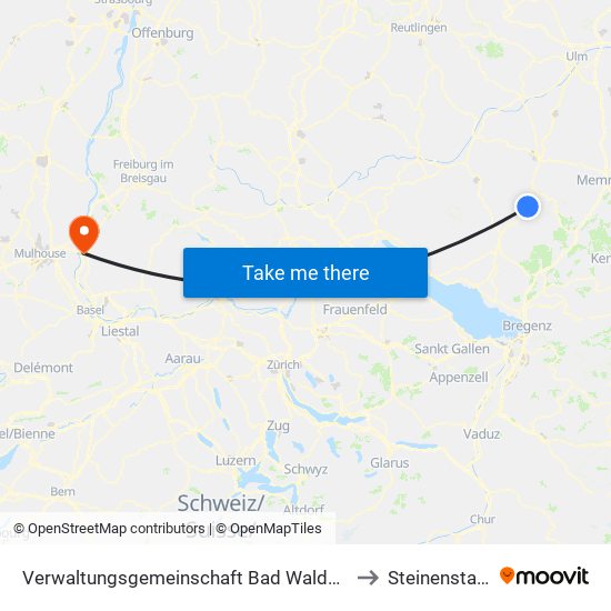 Verwaltungsgemeinschaft Bad Waldsee to Steinenstadt map
